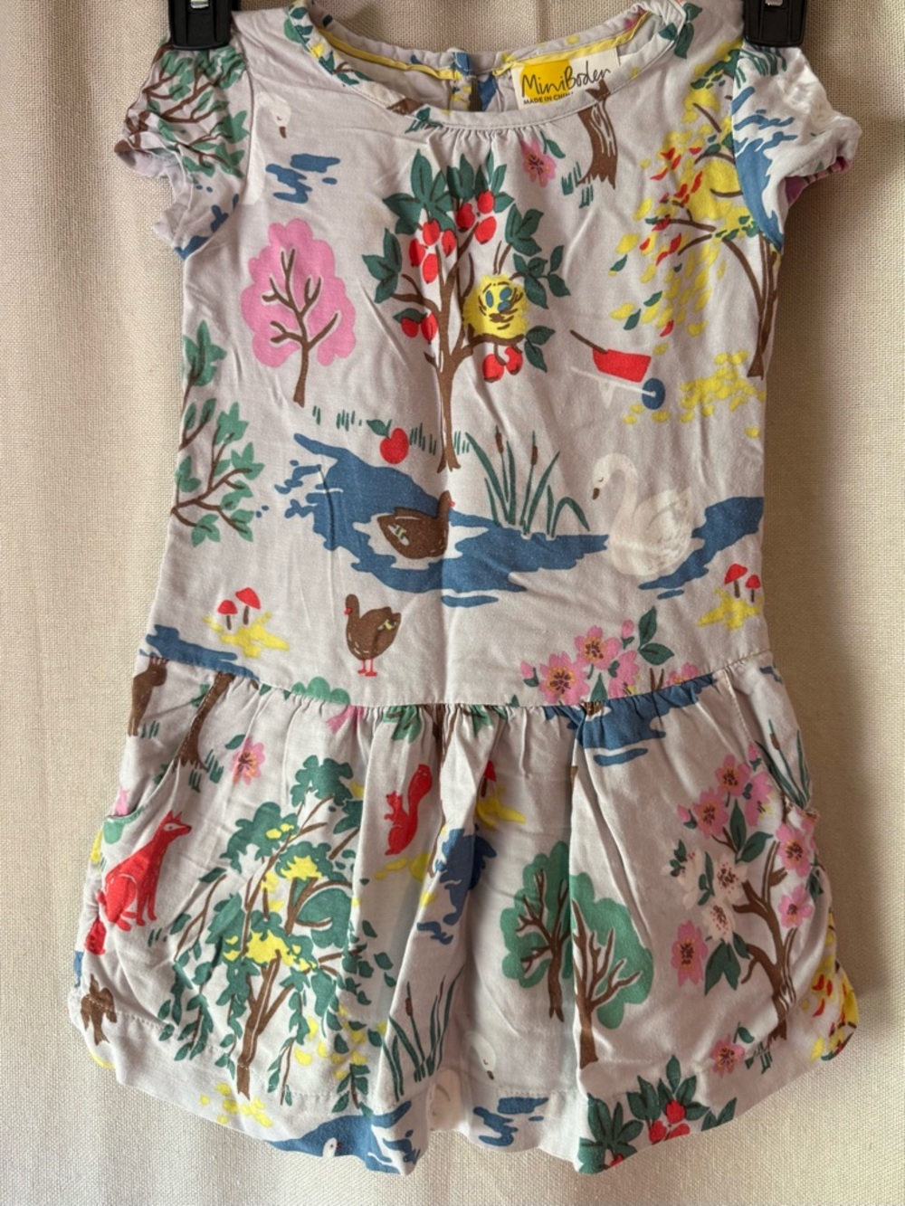 Mini Boden Multi-Color Woodland Print Short Sleeve Dress